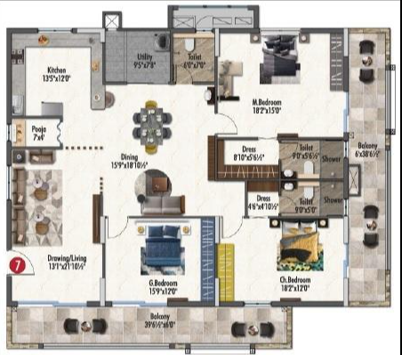 Sri LVRS Tiara Floor plan